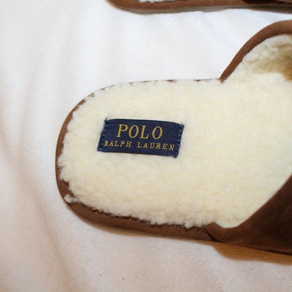 NIB POLO RALPH LAUREN MEN'S SUEDE SCUFF SLIPPERS CHESTNUT‎ - Picture 5 of 6